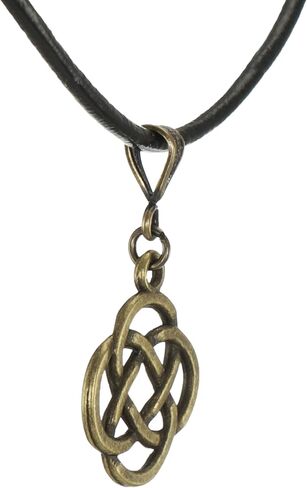 Antique Gold Unisex Minimalist Celtic Knot Pendant, Black Leather Cord, Length Choices, Gift for Him or Her in Saudi Arabia