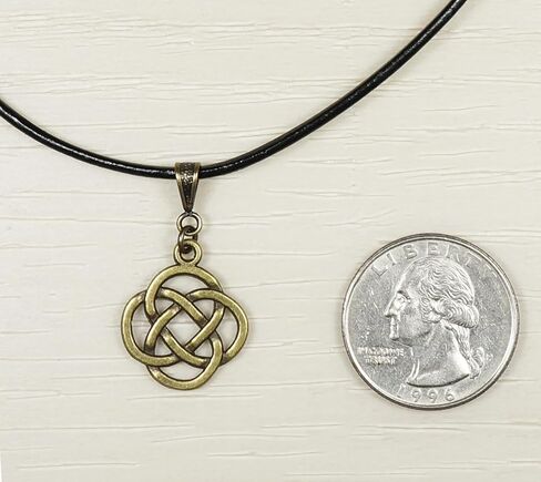 Antique Gold Unisex Minimalist Celtic Knot Pendant, Black Leather Cord, Length Choices, Gift for Him or Her in Saudi Arabia