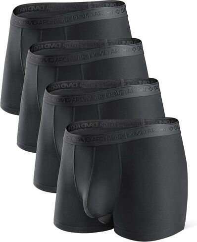 DAVID ARCHY Men's Modal Underwear Boxer Briefs & Trunks, Breathable Soft Anti-Chafe Comfort, Dual Pouch Support, 3 or 4 Pack in Kuwait