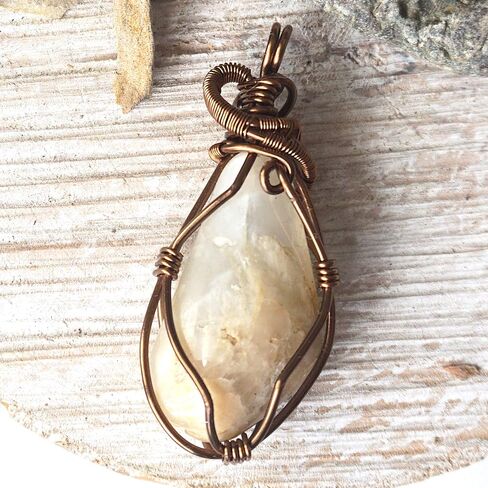 Raw Rustic Genuine Moonstone Necklace - Crystal Stone Pendant - June Birthstone - 24 Inch Antique Bronze Chain - Gift for Women - Gift for Men - Unisex Pendant - Gift Box in Saudi Arabia