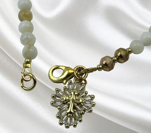 Handmade Anglican Rosary Bracelet, Mother of Pearl Beads, CZ Charm in Kuwait