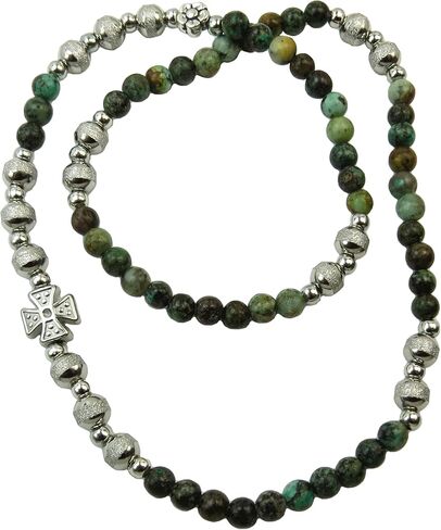 Handmade Rosary Bracelet, African Turquoise and Silver Finish Beads in Kuwait