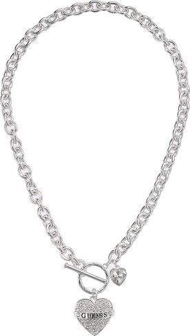 GUESS Women's Toggle Logo Charm Necklace, Silver, One Size in Kuwait