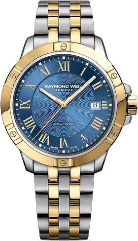 RAYMOND WEIL Tango Classic Men's Skeleton Quartz Watch, Blue Dial, Roman Numerals, Two-Tone Stainless Steel Bracelet, 41 mm (Model: 8160-STP-00508) in Kuwait