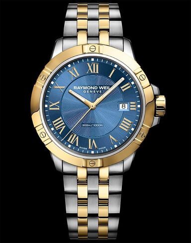 RAYMOND WEIL Tango Classic Men's Skeleton Quartz Watch, Blue Dial, Roman Numerals, Two-Tone Stainless Steel Bracelet, 41 mm (Model: 8160-STP-00508) in Kuwait