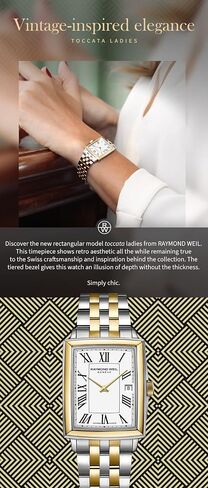 Raymond Weil Toccata Ladies Two-Tone Quartz Watch - 25 mm, Two-Tone White Dial, Black Roman Numeral Indexes (5925-STP-00300) in Kuwait