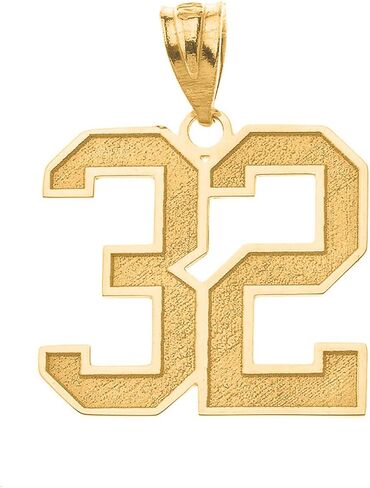 Fine 10K Yellow Gold Customizable Sports Jersey Lucky Number and Name Pendant Charm with Personalized Engraving in Kuwait