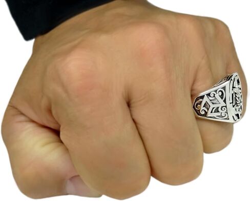 Medusa Sicilian Trinacria Men’s Statement Ring – 18K White Gold Plated Brass Triskelion in Kuwait