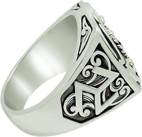 Medusa Sicilian Trinacria Men’s Statement Ring – 18K White Gold Plated Brass Triskelion in Kuwait