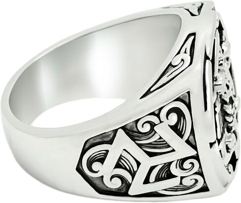 Medusa Sicilian Trinacria Men’s Statement Ring – 18K White Gold Plated Brass Triskelion in Kuwait