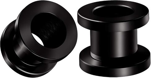 BIG GAUGES Pair of 316L Surgical Steel Black Anodized Screw-fit Piercing Jewelry Ear Stretching Lobe Plugs Flesh Tunnel Earring in Kuwait