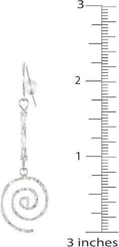 Dainty Sterling Silver Hammered Swirl & Glass Twists Earrings, Hypoallergenic Platinum Ear Wires in Saudi Arabia
