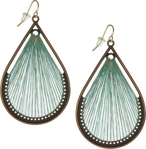Large Teardrop Copper Threaded Boho Statement Earrings, Color Choices, Hypoallergenic 18K Gold Ear Wires in Saudi Arabia