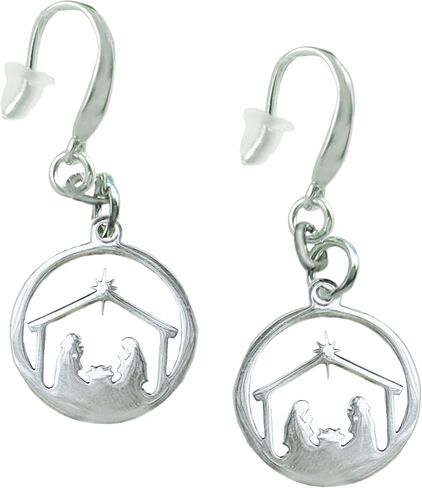 Handmade Christmas Earrings, Laser Cut, Stainless Steel, Nativity Scene in Kuwait