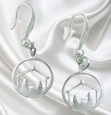 Handmade Christmas Earrings, Laser Cut, Stainless Steel, Nativity Scene in Kuwait