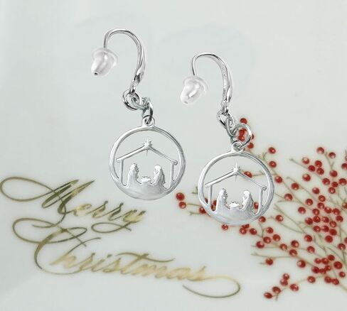 Handmade Christmas Earrings, Laser Cut, Stainless Steel, Nativity Scene in Kuwait