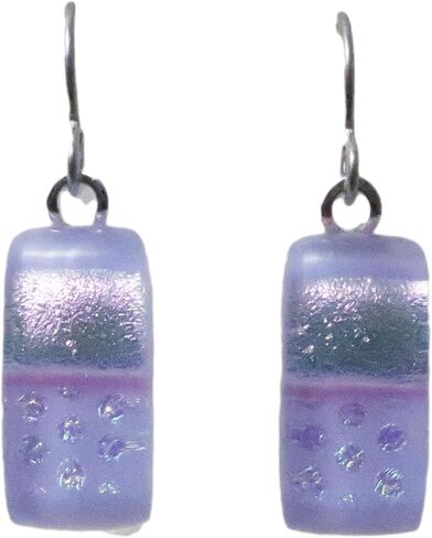 Modern Fused Pink Lavender Dichroic Glass Dangle Earrings 925 Sterling silver N106 in Kuwait