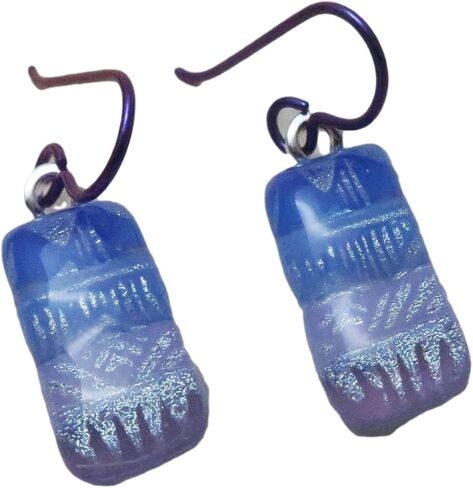 Lavender shades Fused Dichroic Glass Ombre Niobium Dangle Earrings N125 in Kuwait