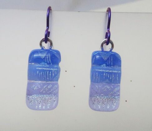 Lavender shades Fused Dichroic Glass Ombre Niobium Dangle Earrings N125 in Kuwait