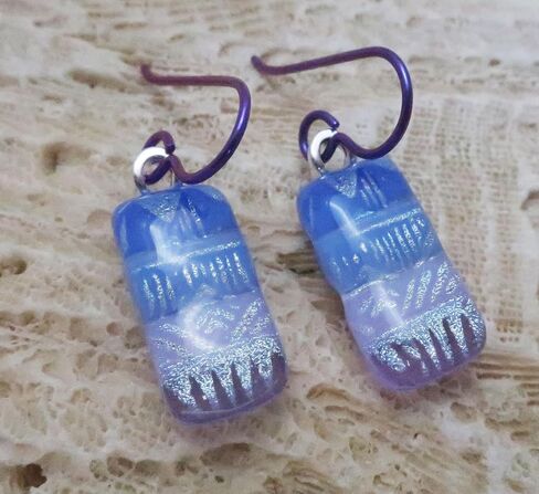 Lavender shades Fused Dichroic Glass Ombre Niobium Dangle Earrings N125 in Kuwait