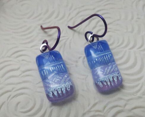 Lavender shades Fused Dichroic Glass Ombre Niobium Dangle Earrings N125 in Kuwait
