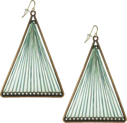 Large Triangle Copper Threaded Boho Statement Earrings, Color Choices, Hypoallergenic 18K Gold Ear Wires in Saudi Arabia