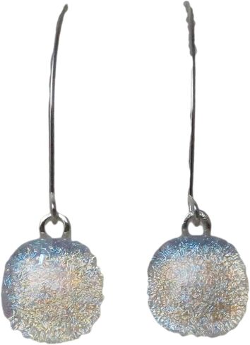 Fused Dichroic Glass Silver Blue Dragonfly Threader Argentium Sterling Silver Earrings in Kuwait