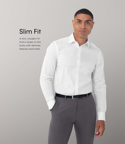 Calvin Klein Men's Dress Shirt Slim Fit Non Iron Solid French Cuff in Kuwait