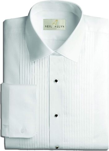 Neil Allyn 1/4" Pintuck (Pleat) Laydown Collar Convertible Front and Cuff Shirt,White,X-Large(17.5 X 34-35)White in Saudi Arabia
