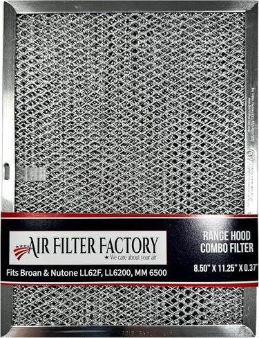 Air Filter Factory Replacement For Broan Nutone LL62F, LL6200, MM 6500 Range Hood Aluminum Grease Mesh Charcoal Carbon Combo Filter 8.5 x 11.25 x .375 in Kuwait
