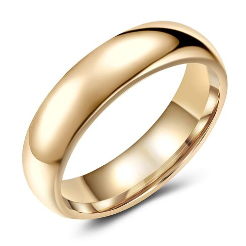 Gold-Tone Tungsten Ring Band - Wedding - 6mm - Fashion - High Polish Finish - Unisex - Engravable - Domed in Saudi Arabia