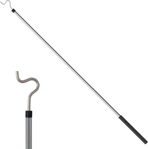 Clothes Hook Pole, Clothes Hanger Reaching Hook for Hanging Clothes Light and Plants Extendable from 35" to 50" Made of Stainless Steel Tube with Sponge Handle (50inch) in Saudi Arabia