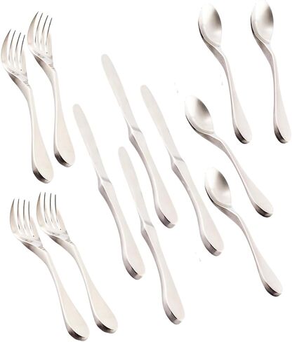 Knork Flatware Starter, TRY ME 12 Piece Set, Matte, Stainless Steel Utensils, Custom Service for 4, Salad Fork, Dinner Knife, Teaspoon in Kuwait