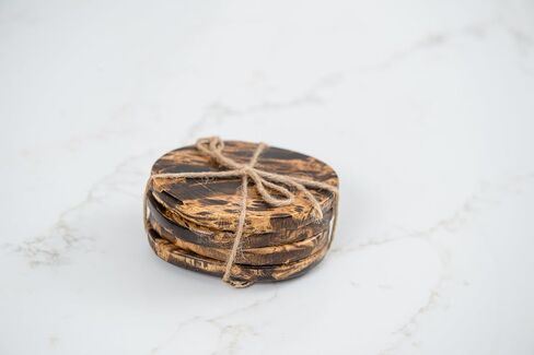 Lipper International Acacia Burl Finish Wood Coasters with Teak Bottoms, Set of 4 in Saudi Arabia