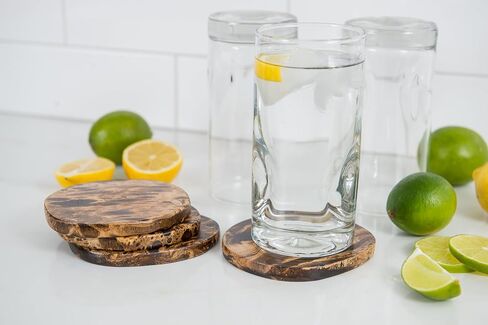 Lipper International Acacia Burl Finish Wood Coasters with Teak Bottoms, Set of 4 in Saudi Arabia
