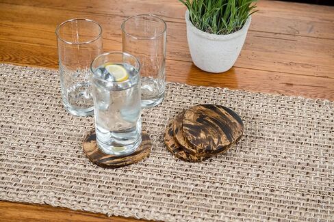 Lipper International Acacia Burl Finish Wood Coasters with Teak Bottoms, Set of 4 in Saudi Arabia