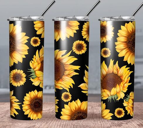 Sunflower Tumbler Sublimation Wrap, Ready to Press, 20 oz Straight Tumbler, Sunflowers Transfer for Tumbler, Flower Tumbler Transfer Wrap in Saudi Arabia