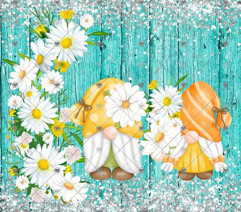 Daisy Gnomes Tumbler Sublimation Transfer, Ready to Press, 20 oz Straight Tumbler, Summer Daisies Transfer for Tumbler, Gnome Transfer Wrap in Saudi Arabia