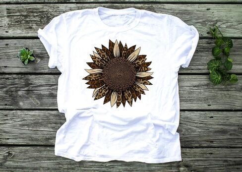 Leopard Sunflower Ready to Press Sublimation Transfer, Ready to Use, Cheetah, Adult/Child Shirt Sizes, Sub Image Ready to Press, DIY Shirt in Saudi Arabia