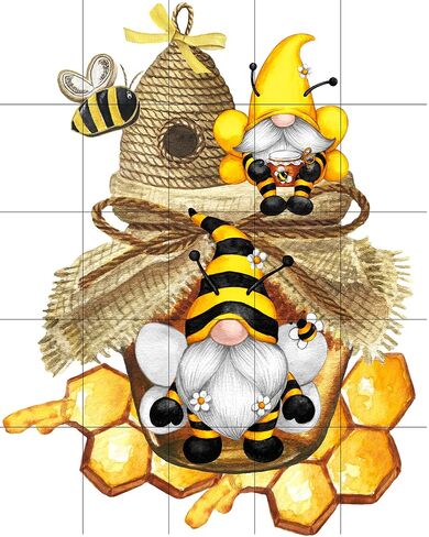 Gnome Bee Sublimation Transfer, Ready to Press Sublimation, Beehive Sub Image, Summer Sublimation Transfer, Bees, Gnomes, Honeycomb Transfer in Saudi Arabia