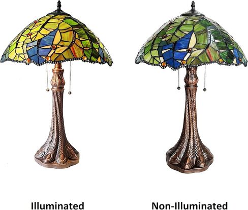 Chloe Lighting Monstera-Leaf Floral-Style 2-Light Antique Dark Bronze Finish Stained Glass Window Panel 24" Tall in Saudi Arabia