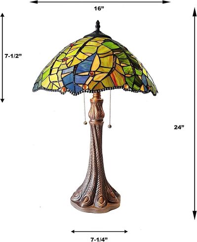 Chloe Lighting Monstera-Leaf Floral-Style 2-Light Antique Dark Bronze Finish Stained Glass Window Panel 24" Tall in Saudi Arabia