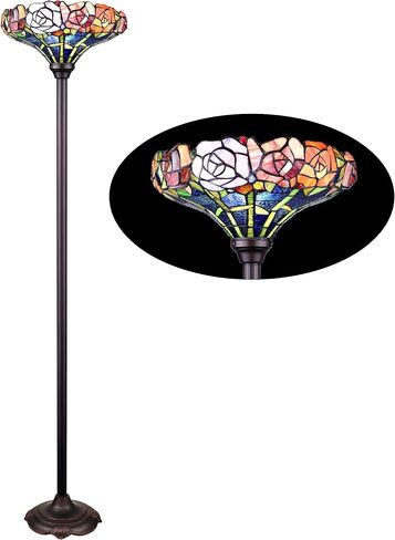 Chloe Lighting Azalea Tiffany-Style Floral Stained Glass Torchiere Floor Lamp 67" Height in Saudi Arabia