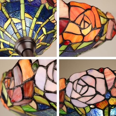 Chloe Lighting Azalea Tiffany-Style Floral Stained Glass Torchiere Floor Lamp 67" Height in Saudi Arabia