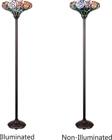 Chloe Lighting Azalea Tiffany-Style Floral Stained Glass Torchiere Floor Lamp 67" Height in Saudi Arabia