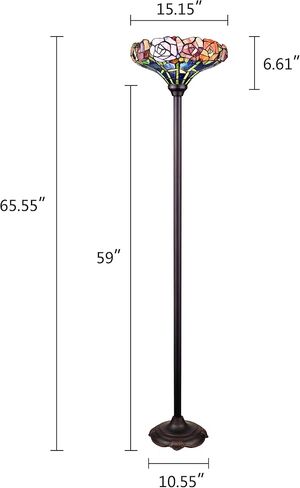 Chloe Lighting Azalea Tiffany-Style Floral Stained Glass Torchiere Floor Lamp 67" Height in Saudi Arabia