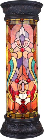 Chloe Lighting Ruby Spectacle Tiffany-Glass 2 Light Victorian Pedestal Light Fixture 30" Tall in Saudi Arabia