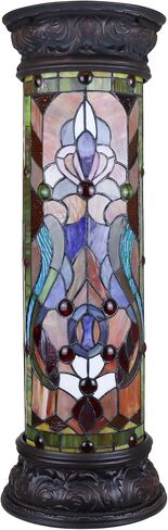 Chloe Lighting Ruby Spectacle Tiffany-Glass 2 Light Victorian Pedestal Light Fixture 30" Tall in Saudi Arabia