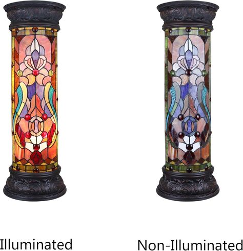 Chloe Lighting Ruby Spectacle Tiffany-Glass 2 Light Victorian Pedestal Light Fixture 30" Tall in Saudi Arabia