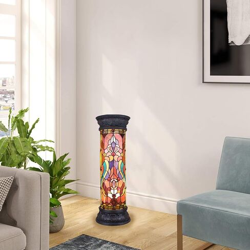 Chloe Lighting Ruby Spectacle Tiffany-Glass 2 Light Victorian Pedestal Light Fixture 30" Tall in Saudi Arabia